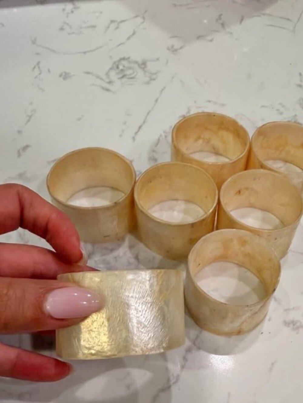 Pier 1 Mother of Pearl Napkin Rings - Set of 4